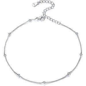 925 Sterling Silver Ankle Bracelet for Women, Simple Cuban Link/Figaro/Twisted